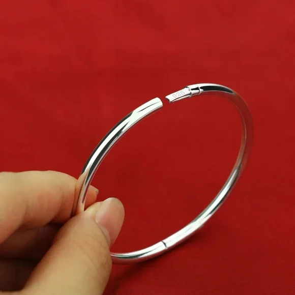 NEW Classic Hinged Bangle Bracelet | 925 Sterling Silver - Picture 11 of 12